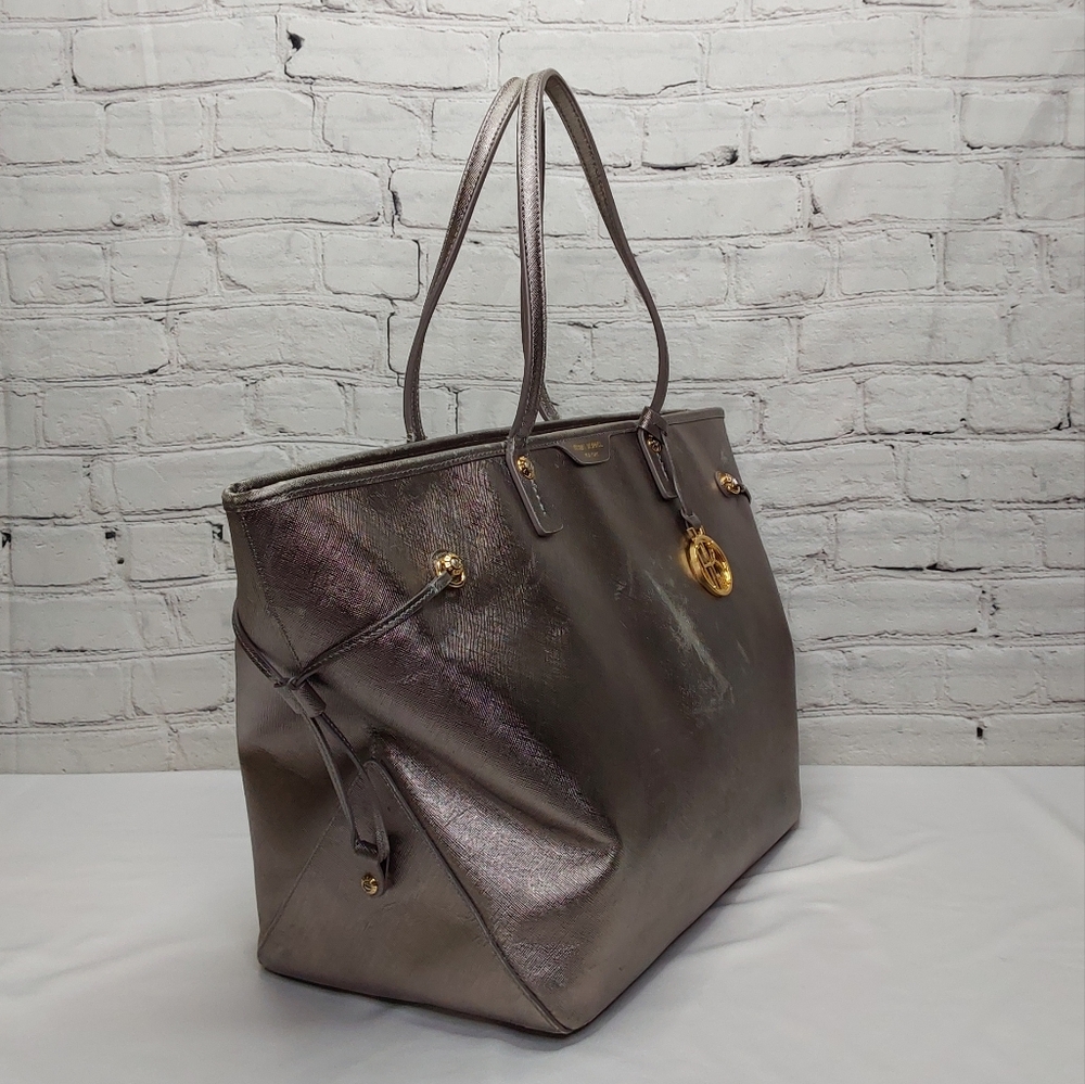 HENRI BENDEL LARGE 'METALLIC' LEATHER TOTE BAG STUDDED SIDES - Picture 2 of 16
